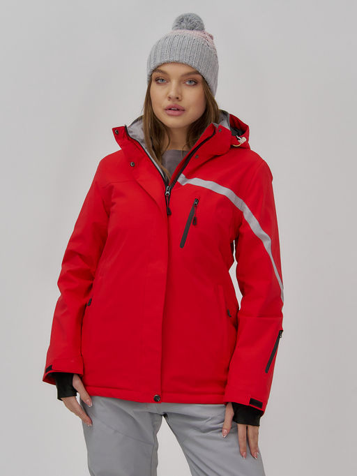 Горнолыжный костюм женский зимний красного цвета 07017Kr