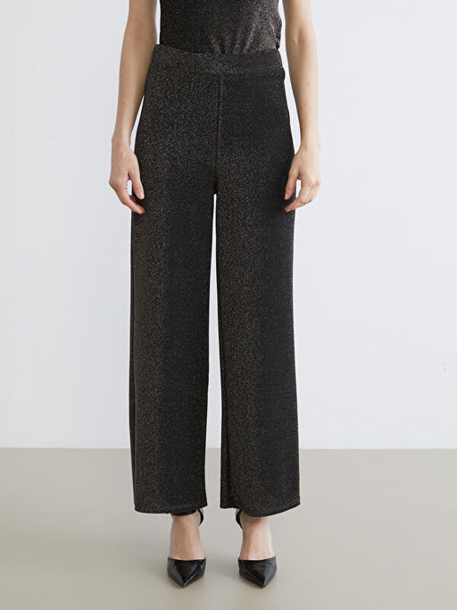 Beli Lastikli Parlak G?r?n?ml? Kad?n Pantolon