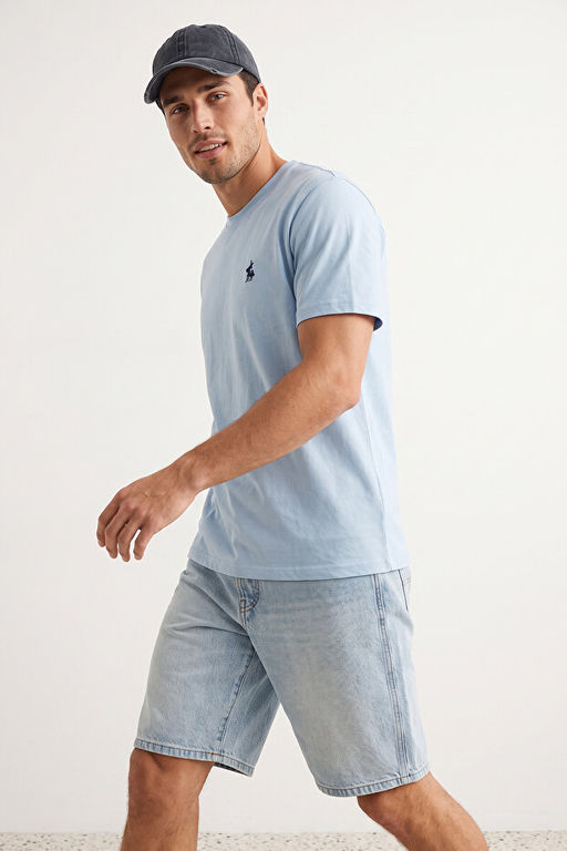 A__k Mavi Regular/Normal Kesim At Nak__ Detayl_ %100 Pamuklu T-Shirt TMNSS24TS00056 - Trendyolmilla фото 2