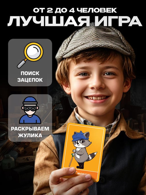 Настольная игра «Хитрый Енот»: детективное логическое приключение для 2–4 игроков, от 6 лет