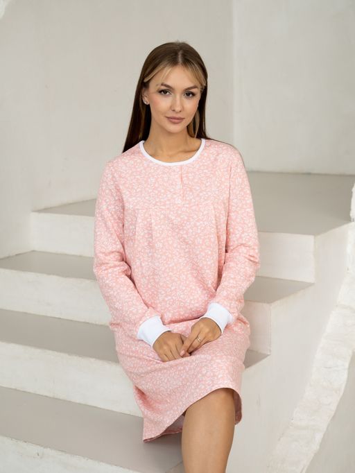 Сорочка жен.арт.602/1-3,розово-белая футер с начесом (хлопок 100%). - Binita фото 7