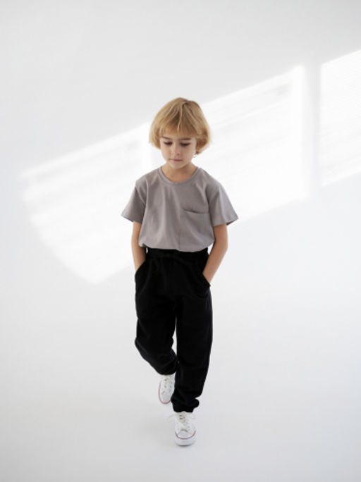 Джоггеры детские без утепления 3х нитка петельный, черный - Lesi kids фото 12