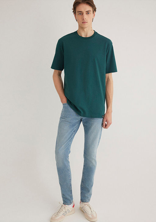 Etiket Detayl? Yesil Basic Tisort