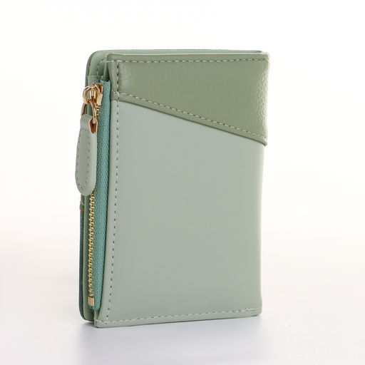 Кошелёк женский на кнопке, 11.5×2×9 см, комбинированный, зелёный