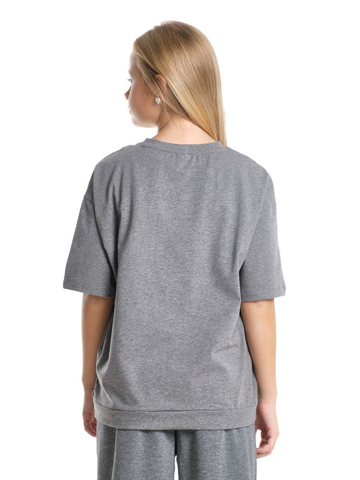 Футболка с принтом 22-7613 светло-серый меланж - Mini maxi фото 8