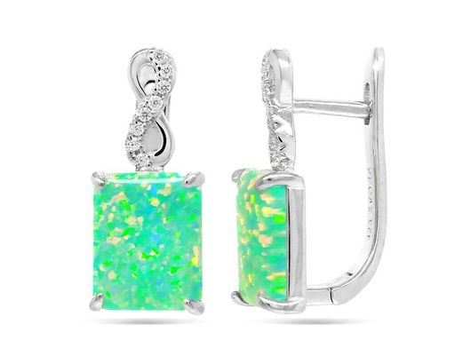Серьги из серебра опал мятный, МОВ0321