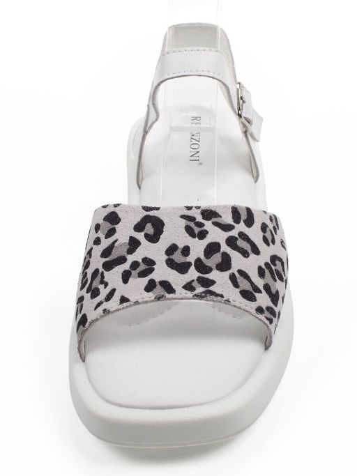08-PEXL225-1 WHITE/LEOPARD Босоножки женские (натуральная кожа, натуральная замша)