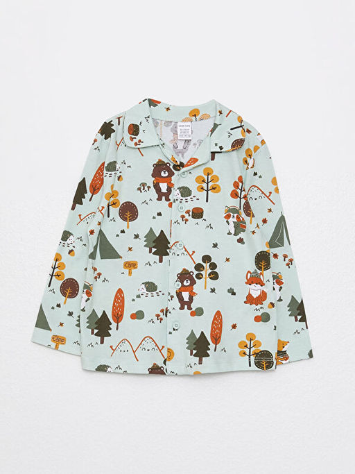 Polo Yaka Uzun Kollu Bask?l? Erkek Bebek Pijama Tak?m - Waikiki фото 2