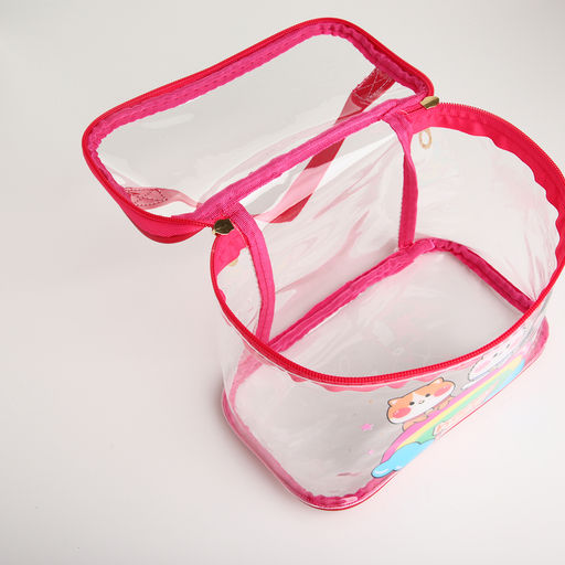 Косметичка на молнии для бассейна, с ручкой, с принтом Happy, розовая - Simaland фото 4