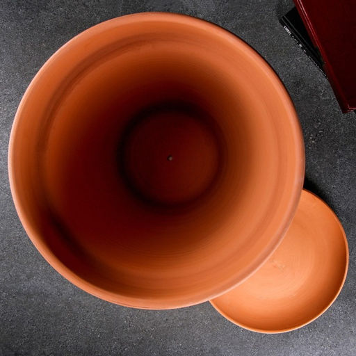 Горшок для цветов «Терра», 17 л, d=35 см, h=32 см, керамический, с поддоном, коричневый