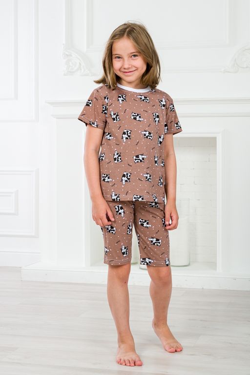 Пижама детская из футболки и бридж из кулирки Коровы - Амадэль фото 2