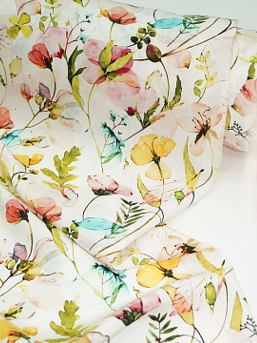 Штапель Премиум (Digital) Летняя палитра цв.белый, ш.1.45м, вискоза-100%, 105гр/м.кв