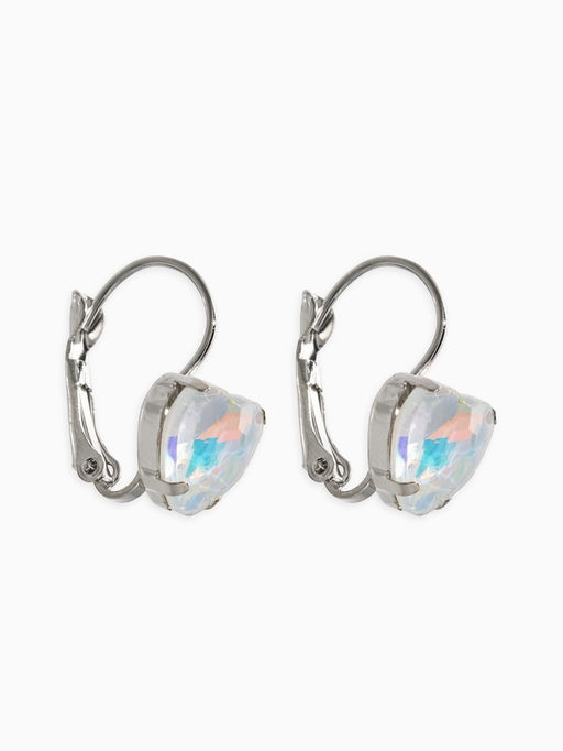 Серьги "Сердечки" лунные, цвет радужные в серебре