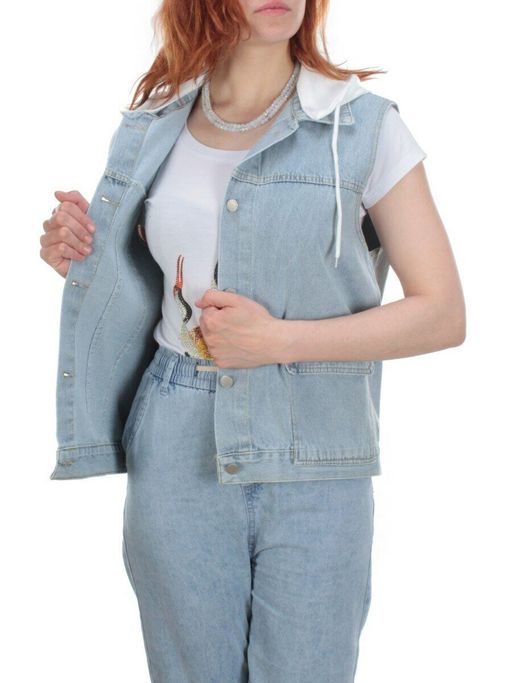 803 BLUE/BLACK Джинсовый жилет женский (100% хлопок) - Фабричный китай фото 38