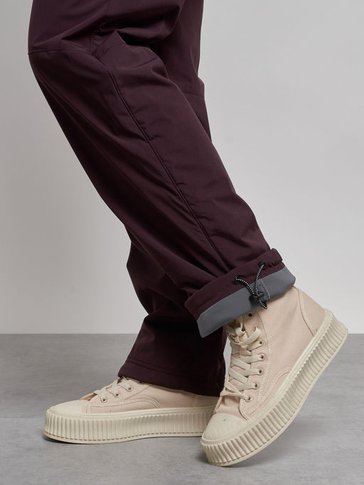 Брюки утепленные спортивные с высокой посадкой женские зимние темно-бордового цвета 7141Tb - Colannia фото 12