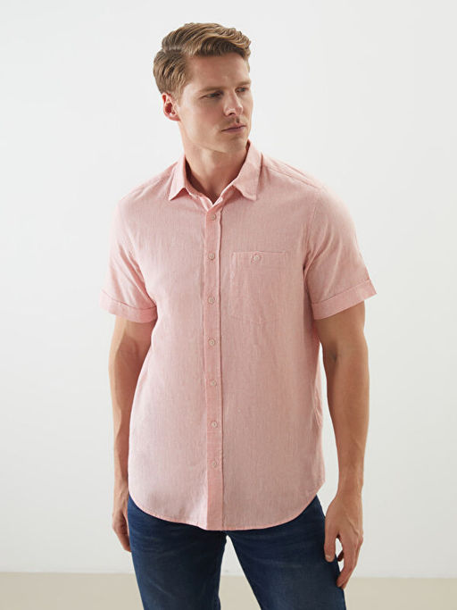 Regular Fit Keten Kar???ml? Erkek G?mlek