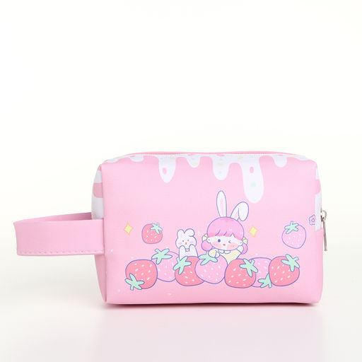 Косметичка на молнии с ручкой, маленькая, с принтом Hello, розовая - Simaland фото 2