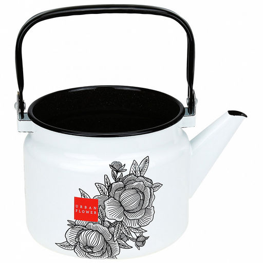 "Urban flower" Чайник эмалированный 2л, металлическая крышка (Россия)