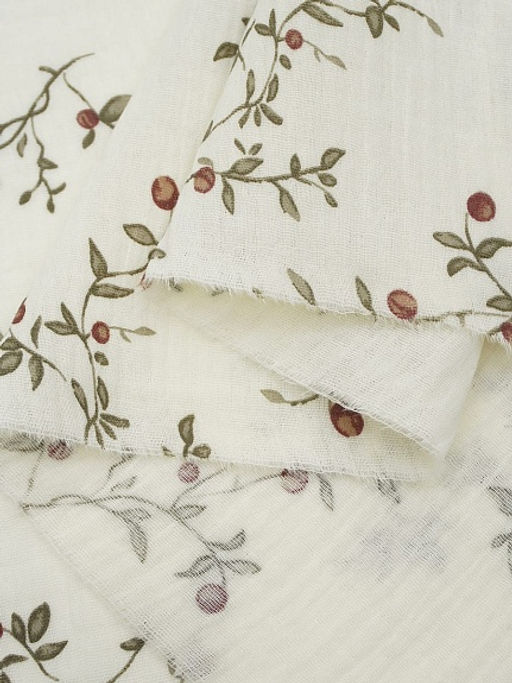 Муслин двухслойный с эф.жатости Ягодные веточки цв.сливочный, ш.1.4м, хл-100%, 110гр/м.кв - Купава фото 7