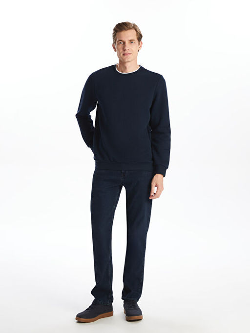 Bisiklet Yaka Uzun Kollu Erkek Sweatshirt