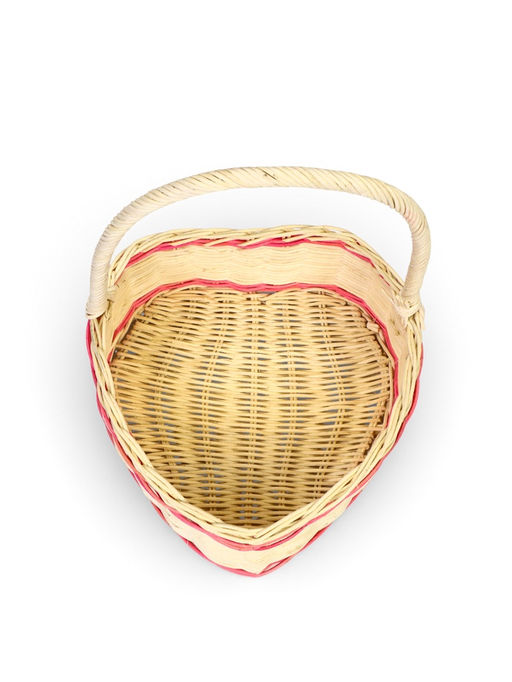 Корзина плетёная, в форме сердечка, набор 3 шт., лоза, кукуруза, с розовой полоской