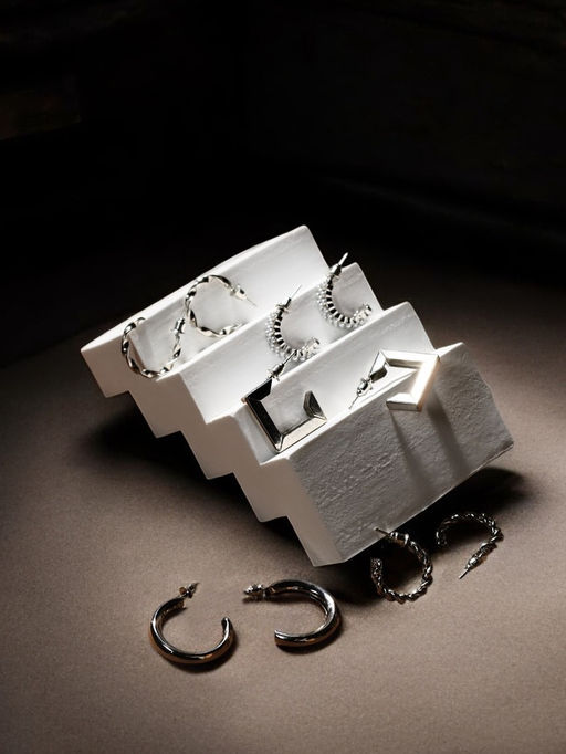 Серьги набор 5 пар Леди линии, цвет белый в серебре - Queen fair фото 7