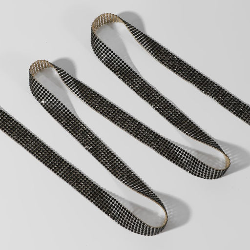 Стразы термоклеевые, d=2.3 мм, ширина - 15 мм, 4.5±0.5 м, чёрные