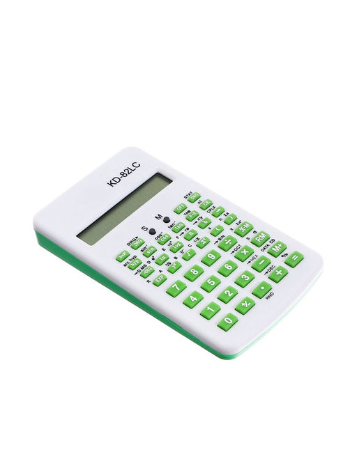Калькулятор инженерный 10-разрядный, корпус белый, с зелеными кнопками