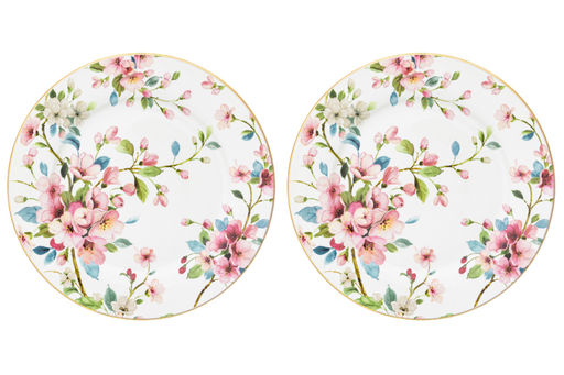 Набор тарелок для десертов 2 пр. 19*19*2 см "Яблоневый цвет на белом" NEW BONE CHINA