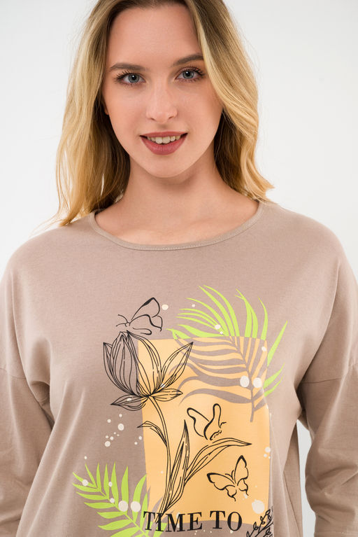 Пижама из футболки и брюк из кулирки Мечта тропики кофе - Амадэль фото 10