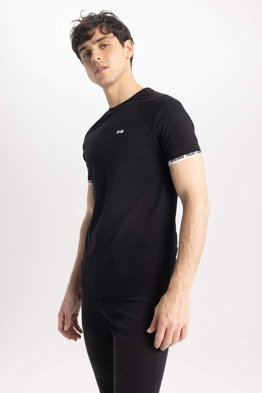 Хлопковая футболка с короткими рукавами и круглым вырезом с принтом Muscle Fit - Defacto фото 5