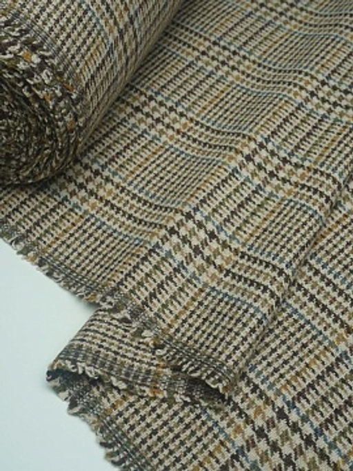 Шерсть пальтово-костюмная Твид Гусиная лапка-клетка цв.коричневый, ш.1.5м, шерсть-50%, п/э-50% - Купава фото 9