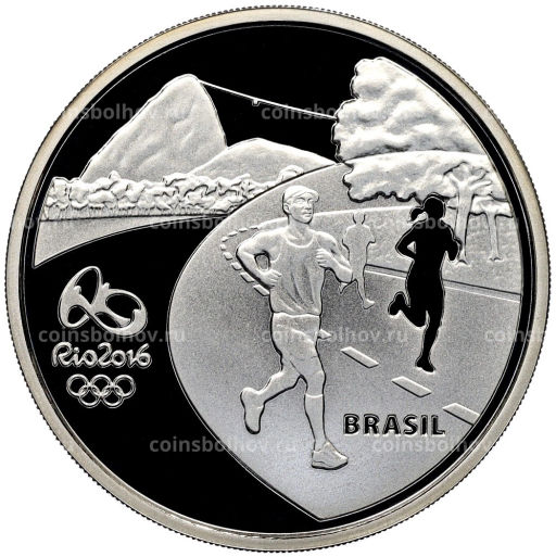 5 реалов 2015 года Бразилия XXXI Олимпийские игры 2016 года в Рио- де-Жанейро Бег и Самбодром (в квадрокапсуле)