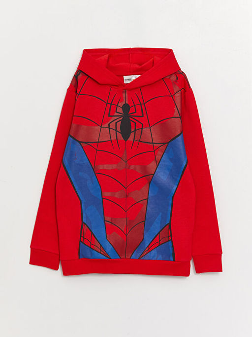 Kap??onlu Spiderman Bask?l? Uzun Kollu Erkek ?ocuk Ti??rt ve E?ofman Alt? - Waikiki фото 2