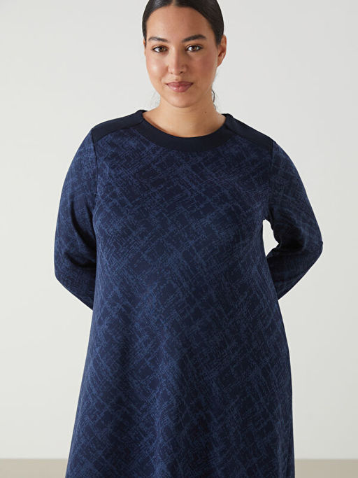 Bisiklet Yaka Desenli Elbise