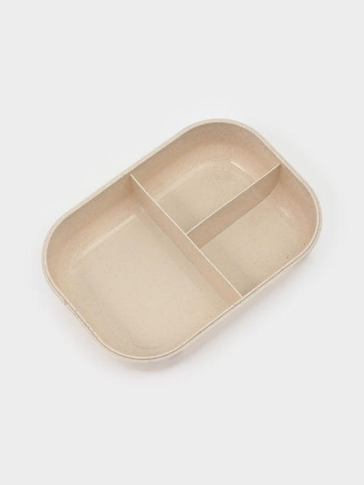 Ланч-бокс , 3 отделения, вилка и ложка, размер 22х16х6,5 см, цвет бежевый