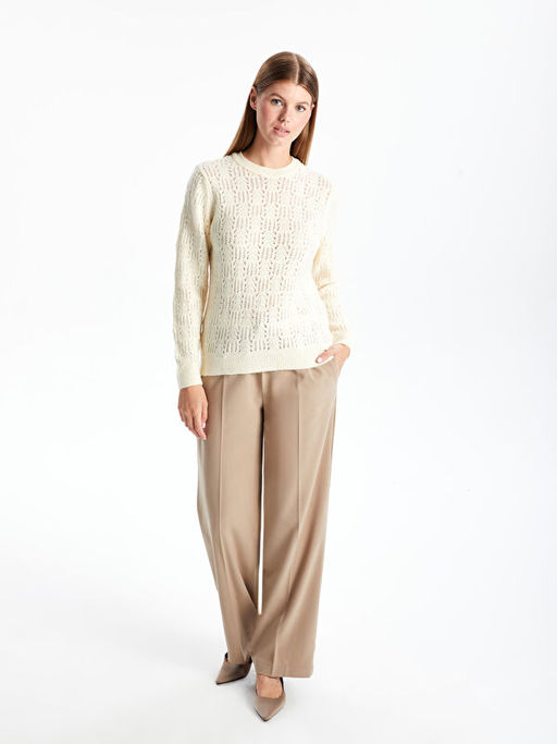 Bisiklet Yaka Ajurlu Kad?n Triko Kazak