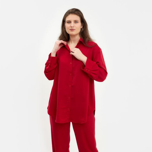 Костюм женский (рубашка, брюки) MINAKU: Silk pleasure, размер 52, красный