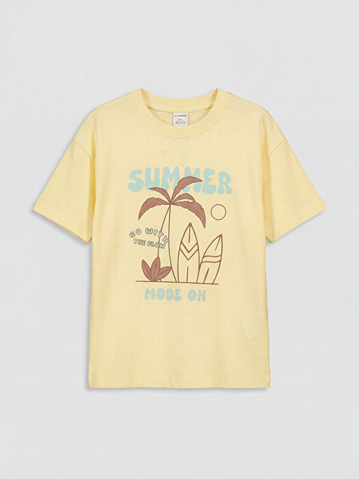 Bisiklet Yaka Bask?l? Erkek ?ocuk Ti??rt