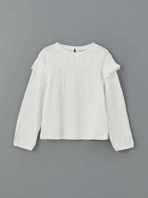 Bisiklet Yaka F?rf?r Detayl? K?z ?ocuk Ti??rt