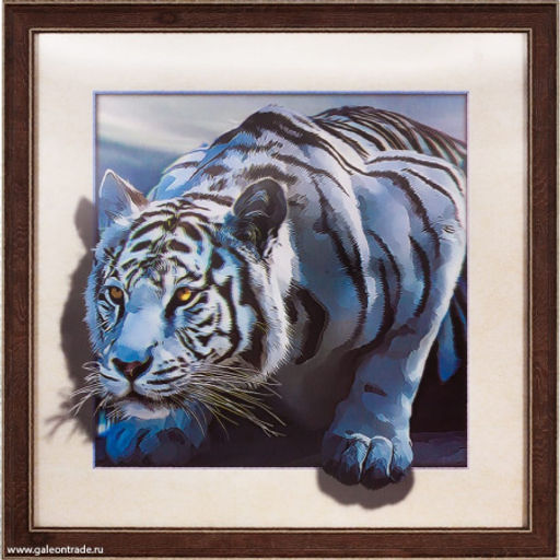 Цена за 1 шт. Картина 5D 40х40 025 Белый тигр / KS1912-1 / - Галеонтрейд фото 2