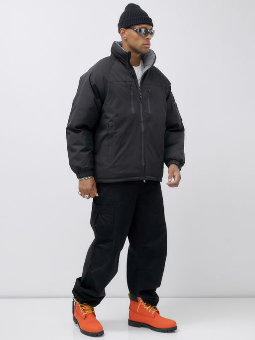 Куртка двухсторонняя мужская молодежная зимняя черного цвета 25308Ch - Mtforce фото 6