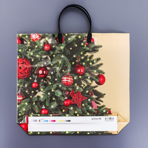 Цена за 10 шт. Пакет новогодний «Мерцание», полиэтиленовый с пластиковой ручкой, 37×33 см