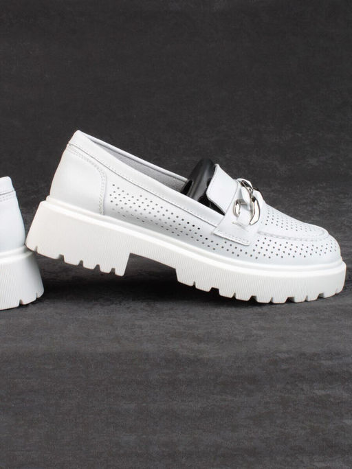 03-PDD153-1 WHITE Лоферы женские (натуральная кожа)