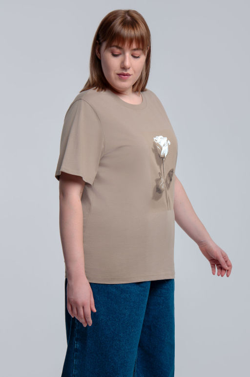 Арт. 31137 Футболка женская оверсайз 50-58 (5 шт) Цвет:бежевый - Калинка фото 3
