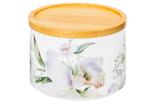 Банка д/хранения и запекания 250 мл 9,3*9,3*7 см "Корнелия" + бамб.крышка - подставка с сил. упл.