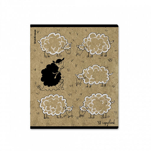 Цена за 5 шт. Тетрадь общая ученическая ErichKrause Овечки, 48 листов, клетка, крафт-картон_MIX-PACK  фото 4