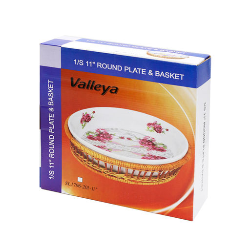 Блюдо керамич. 11" кругл. в плетенке "Ароматная роза", арт. 1796-495-11 (86591) VALLEYA