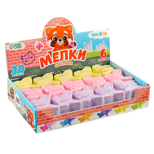 Цена за 30 шт. Мелки цветные для рисования на асфальте Бабочка, 6 цветов, фасовка по 30 шт - Школа талантов фото 3