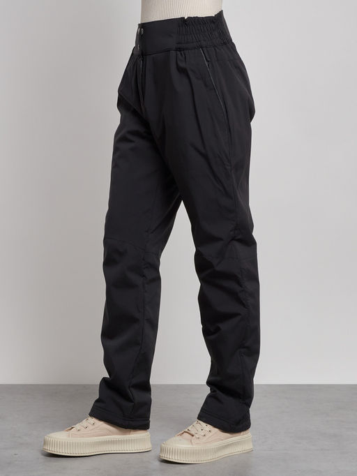 Брюки утепленные спортивные с высокой посадкой женские зимние черного цвета 7141Ch - Colannia фото 6